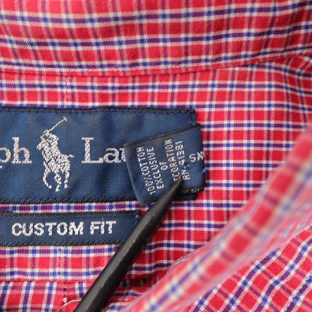 Polo Ralph Lauren Custom Fit Plaid Button Down Red Long Sleeve Mens XL Shirt
